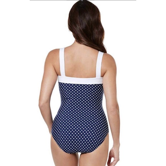 Women's Miraclesuit - Spot On Square Neck One Piece Swimsuit Size 16 Polka Dot - Picture 2 of 10